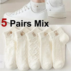 Cartoon Printed Knit Short Socks – Breathable Cotton for Casual Daily Wear