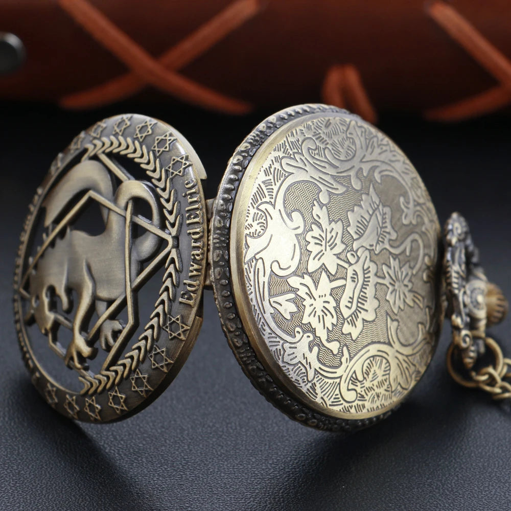 Steampunk Quartz Pocket Watch – Bronze Necklace Pendant for Vintage Cosplay