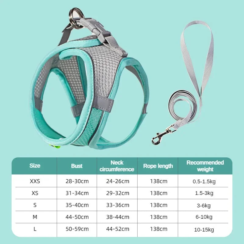 Adjustable Breathable Dog Harness – Safety Vest for Small Pets