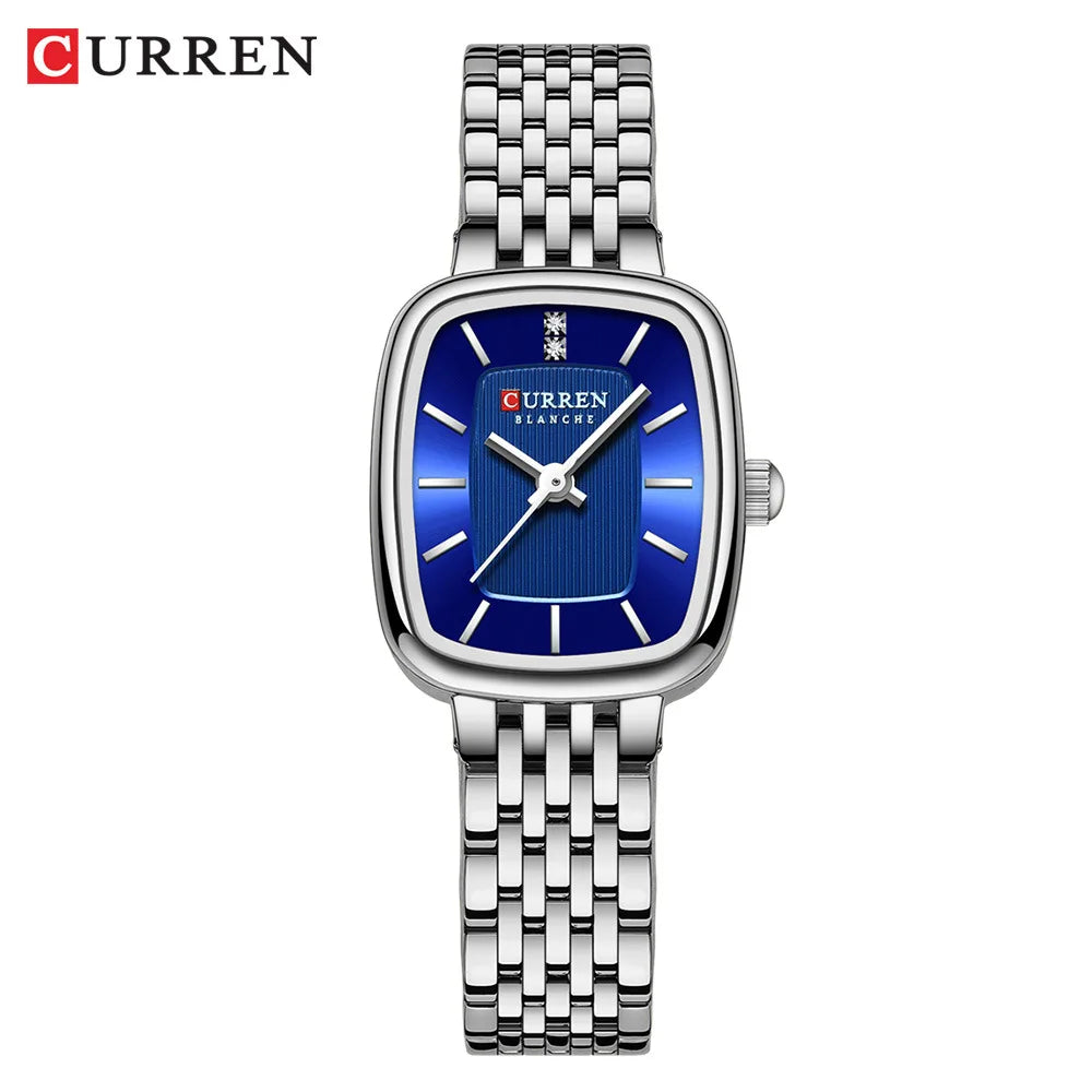 Gold Stainless Steel Quartz Watch – Elegant Square Dial for Business Fashion