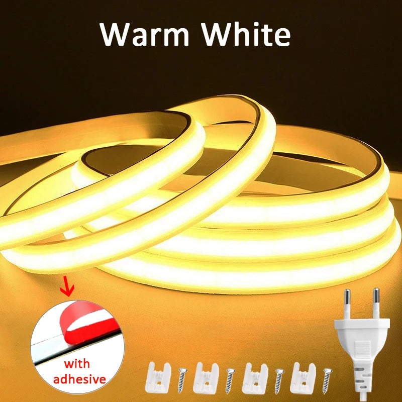 Waterproof COB LED Strip – Flexible High Brightness Ribbon for Home Lighting
