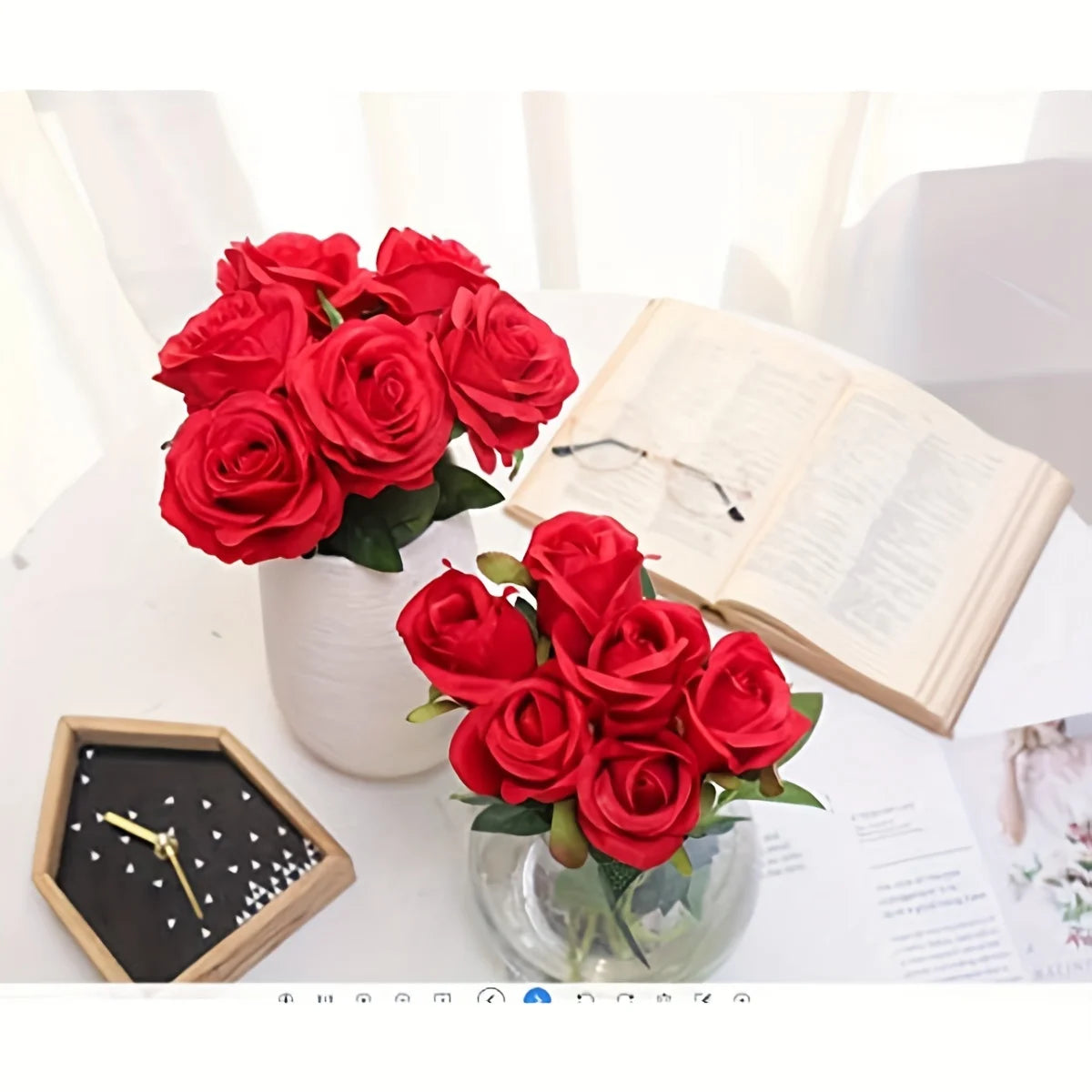 Realistic Artificial Rose Bouquet – Silk Floral Arrangements for Home Decor
