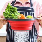 Collapsible Silicone Colander – Foldable Strainer for Kitchen Fruit Washing