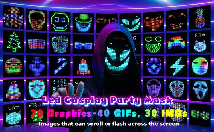LED Gesture Sensing Mask – Luminous Kids Costume for Halloween Parties