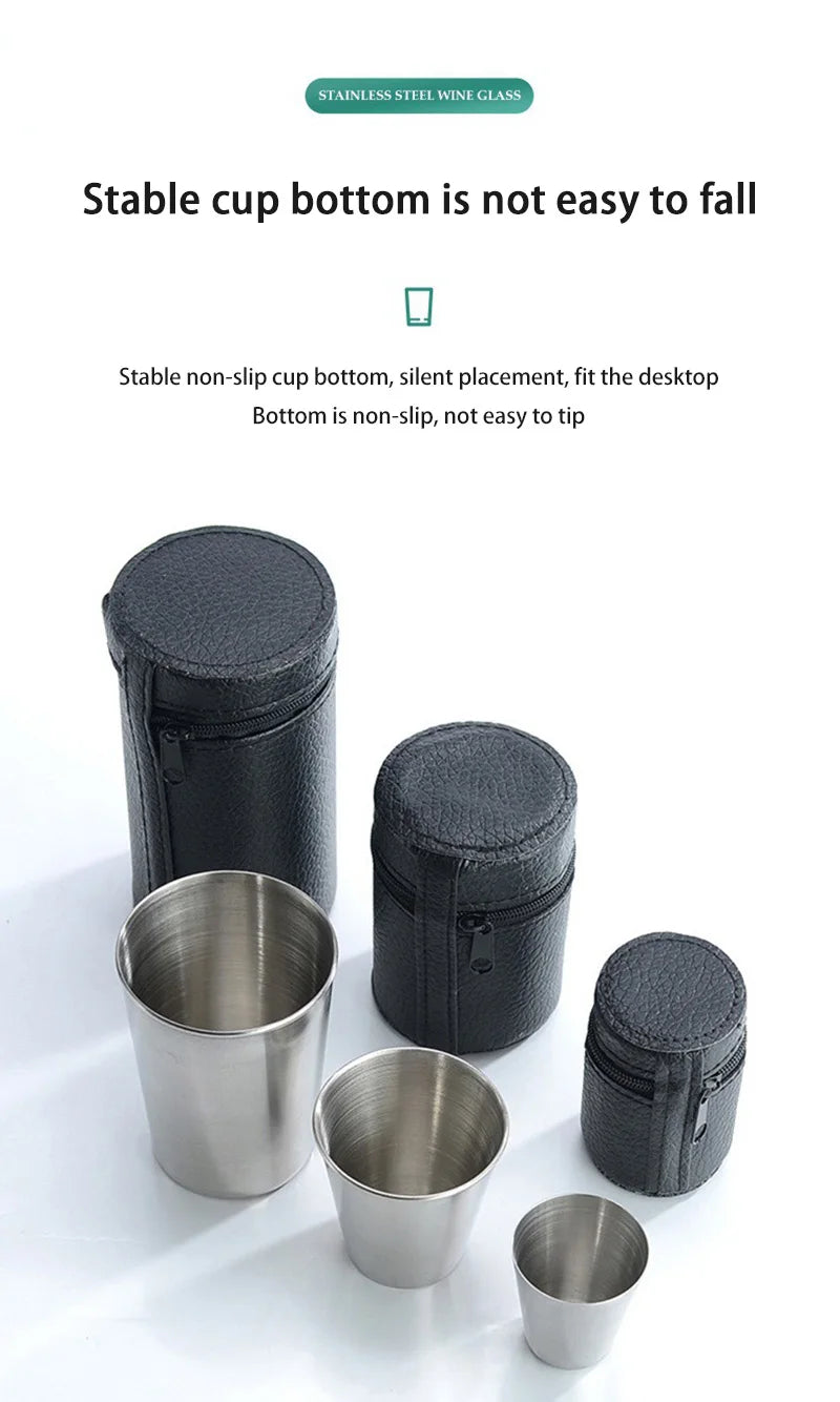 Stainless Steel Portable Cups – Travel Drinkware Set for Outdoor Camping