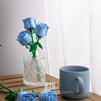 Blue Rose Building Blocks – Botanical Model Kit for Valentine's Day Gifts