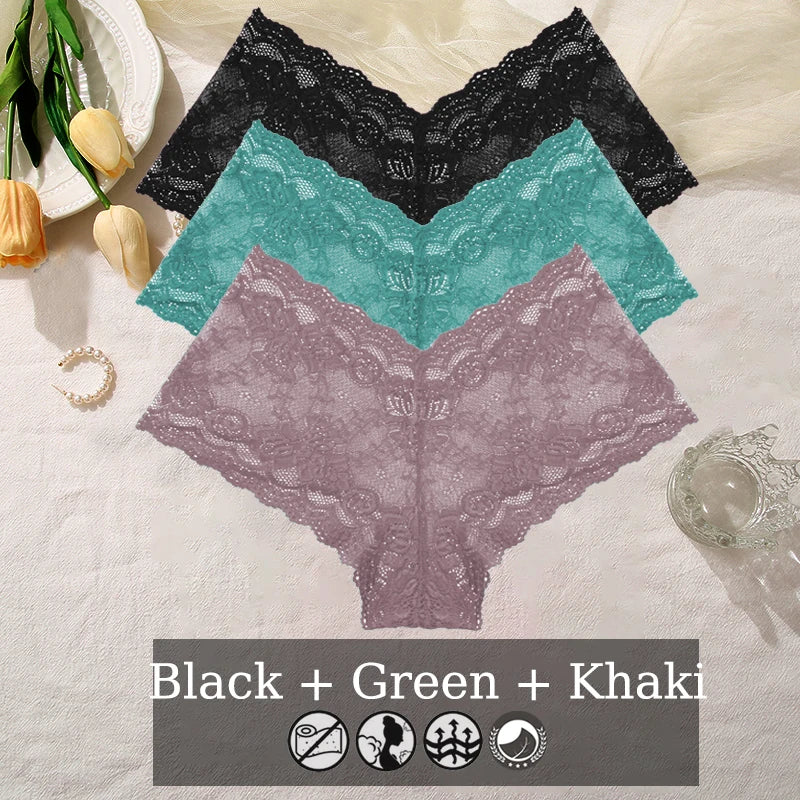 Floral Lace Panties – Sexy V-Waist Breathable Underwear for Women