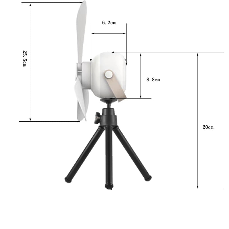 Portable Ceiling Fan – Adjustable LED Night Light for Dormitory Mosquito Nets