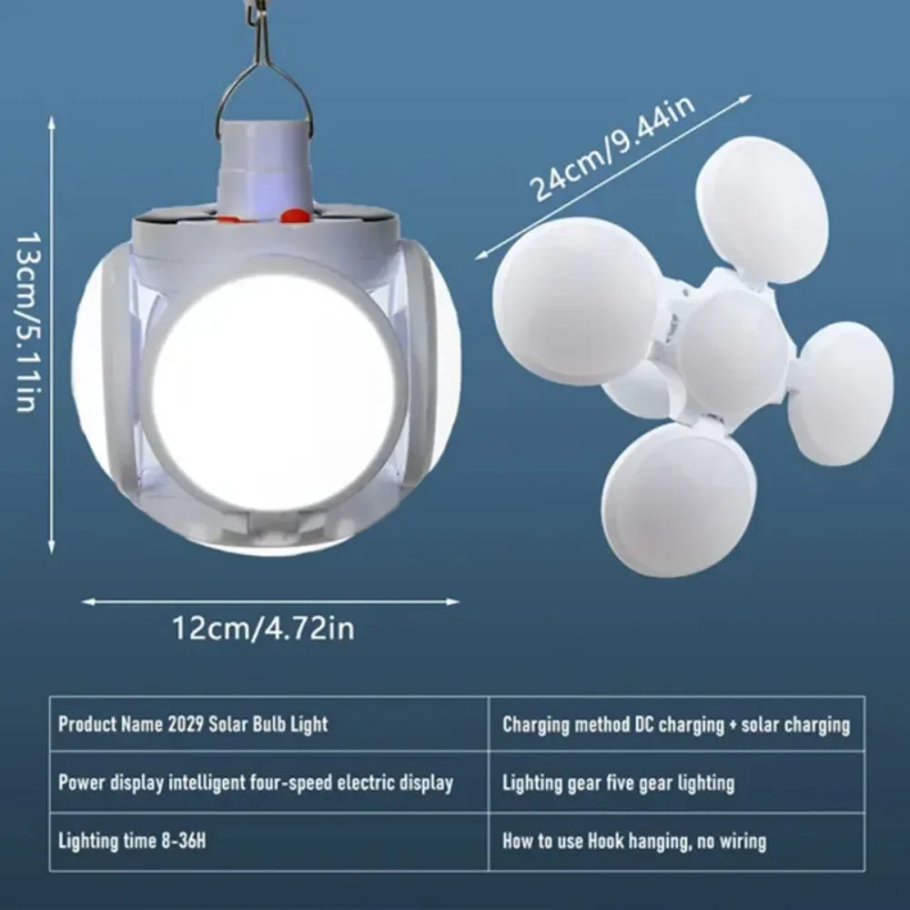 Portable Solar LED Folding Lantern – USB Rechargeable for Camping Emergency