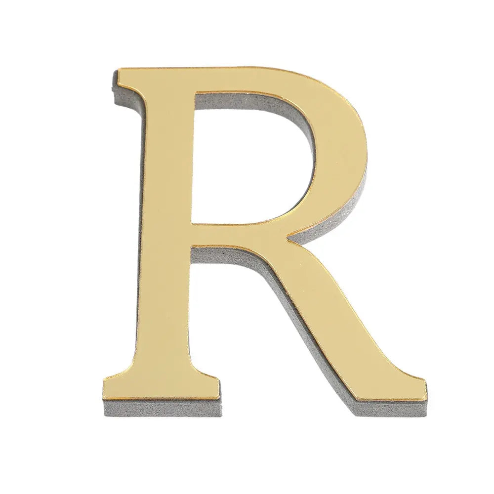 3D Gold Acrylic Letter Wall Stickers – Self-Adhesive Alphabet Home Decor