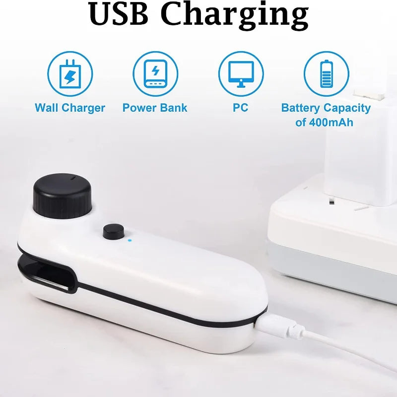 USB Rechargeable Mini Heat Sealer – Portable Handheld Plastic Bag Resealer