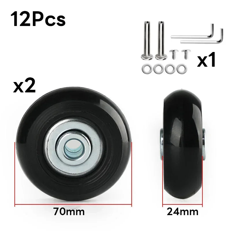 Silent Rubber Luggage Wheels – Durable Travel Bag Replacement for Repair