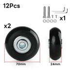Silent Rubber Luggage Wheels – Durable Travel Bag Replacement for Repair