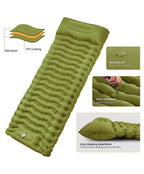 Inflatable Sleeping Pad – Built-in Pillow for Camping Hiking and Travel