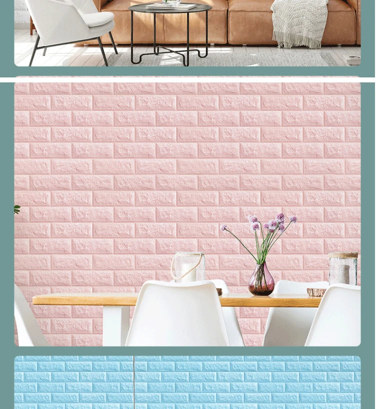 3D Self-Adhesive Brick Wallpaper – Peel and Stick Decor for Home DIY Projects