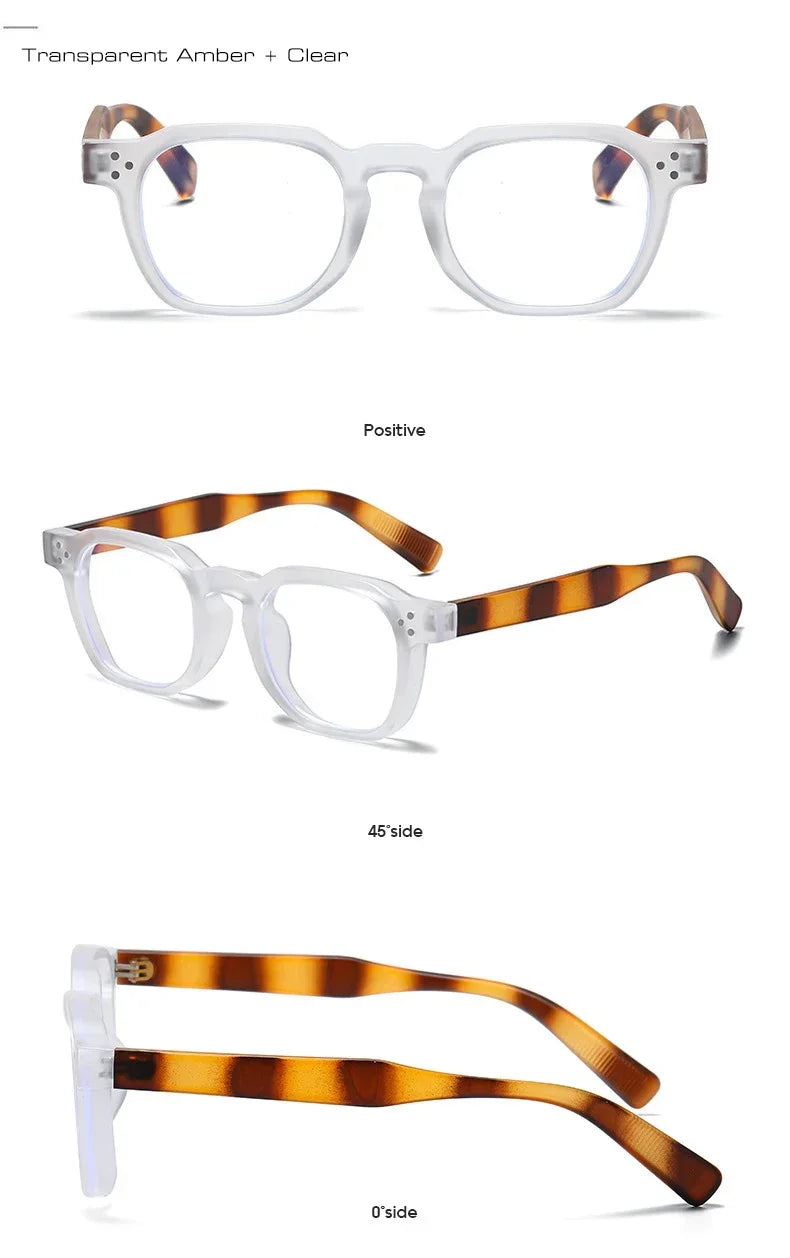 Vintage Rivet Oval Sunglasses – Leopard Anti Blue Light Frames for Men and Women