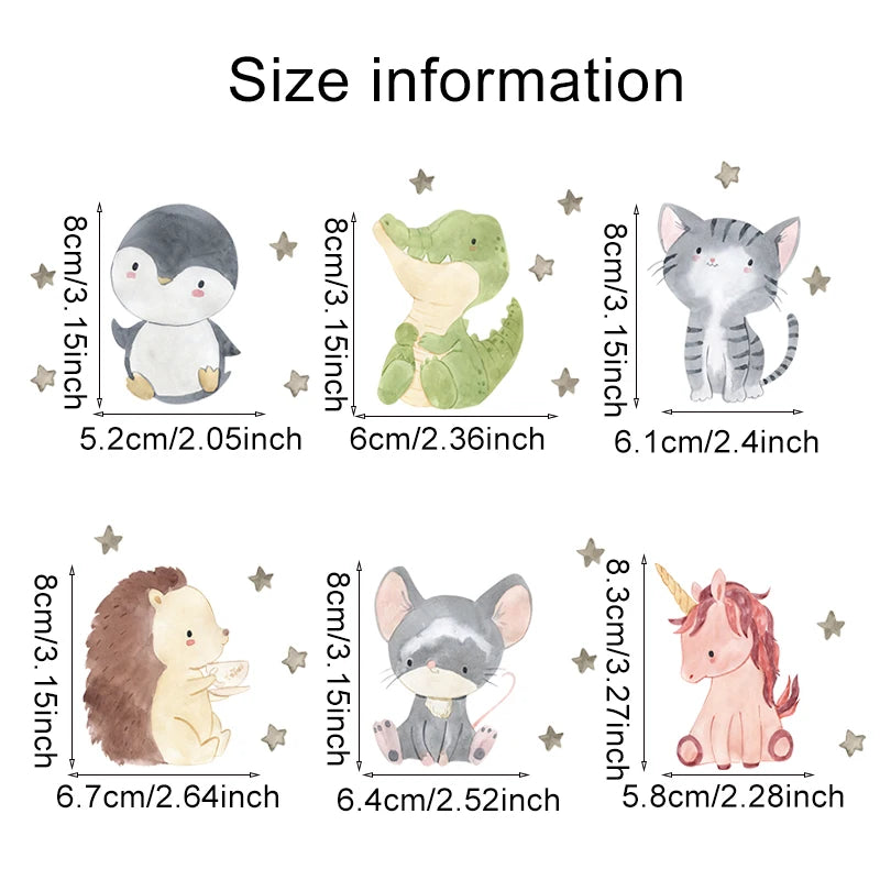 Cartoon Animal Switch Stickers – Cute Boho Wall Decals for Kids Nursery