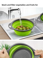 Collapsible Silicone Colander – Foldable Strainer for Kitchen Fruit Washing