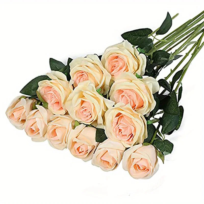 Realistic Artificial Rose Bouquet – Silk Floral Arrangements for Home Decor