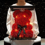 Artificial Rose Teddy Bear – 25cm Flower Gift for Valentines Anniversary