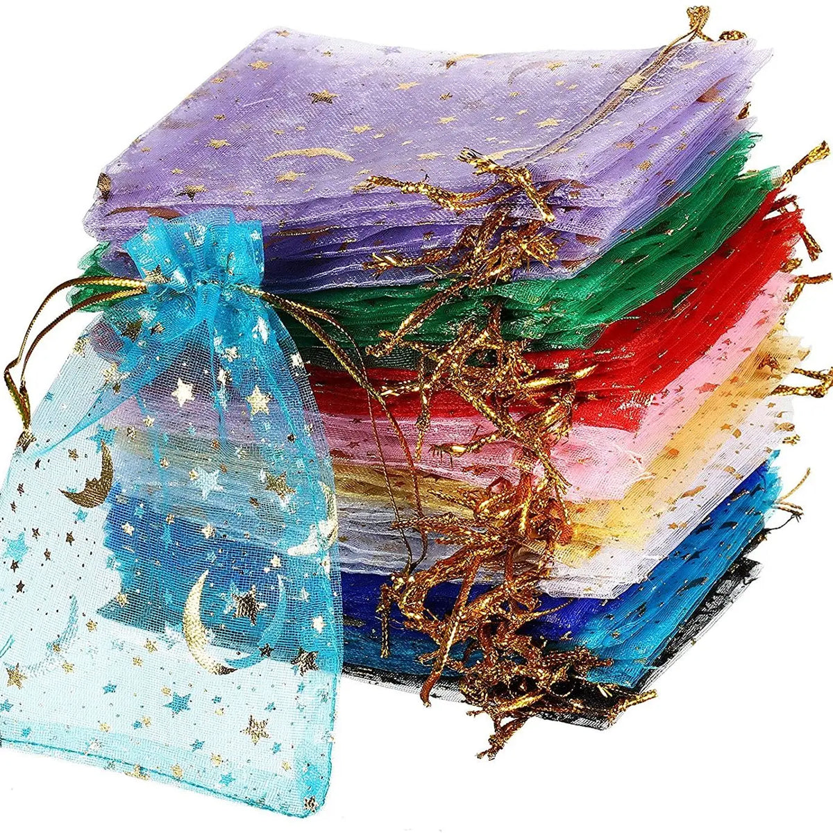 Star Moon Organza Drawstring Bags – Gift Packaging for Jewelry and Weddings