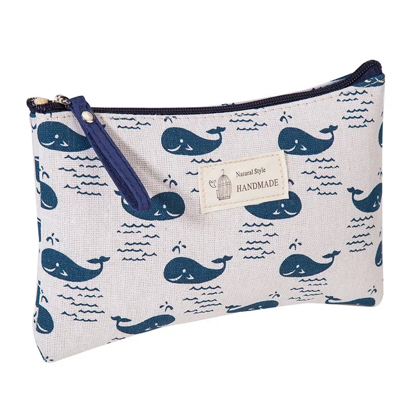 Small Canvas Makeup Bag – Portable Cosmetic Organizer for Travel Toiletry