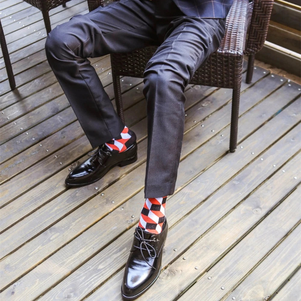 Colorful Cotton Crew Socks – Patterned Funny Dress Fashion for Men