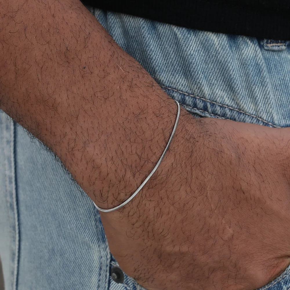Stainless Steel Square Snake Chain Bracelet – Trendy Hip-Hop Jewelry for Men and Women