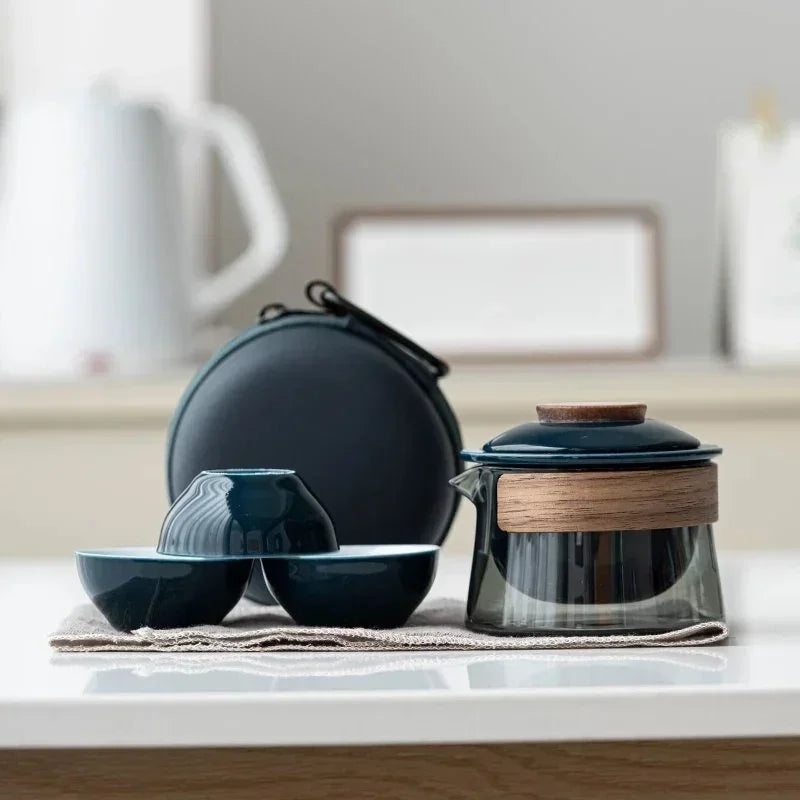 Portable Travel Tea Set – Ceramic Teapot and Cups for Camping