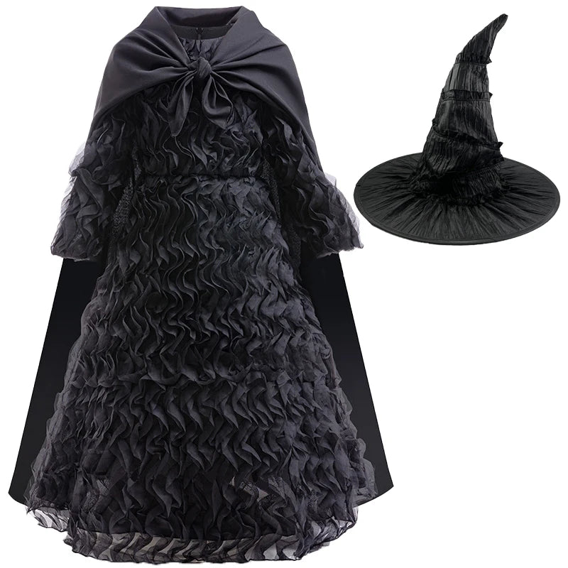 Wicked Elphaba Costume – Girls Black Dress and Hat for Halloween Cosplay