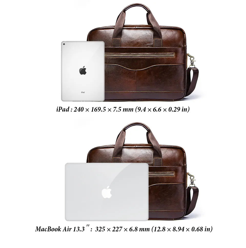 Genuine Leather Men Briefcase – Professional Laptop Messenger for Business