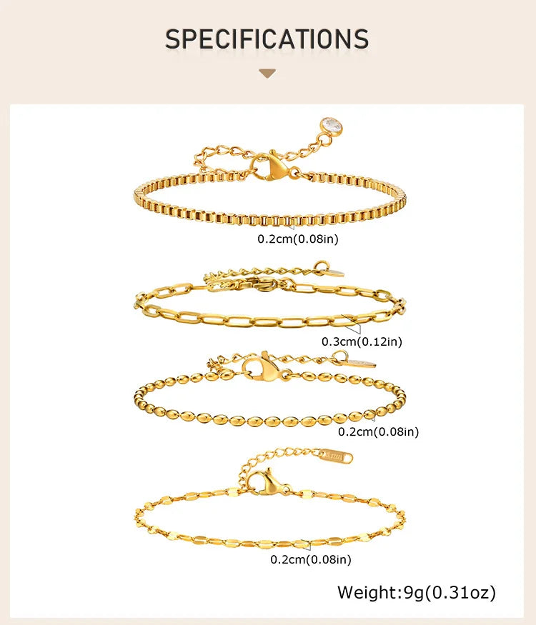 Gold Herringbone Chain Bracelet – Waterproof Stainless Steel for Women