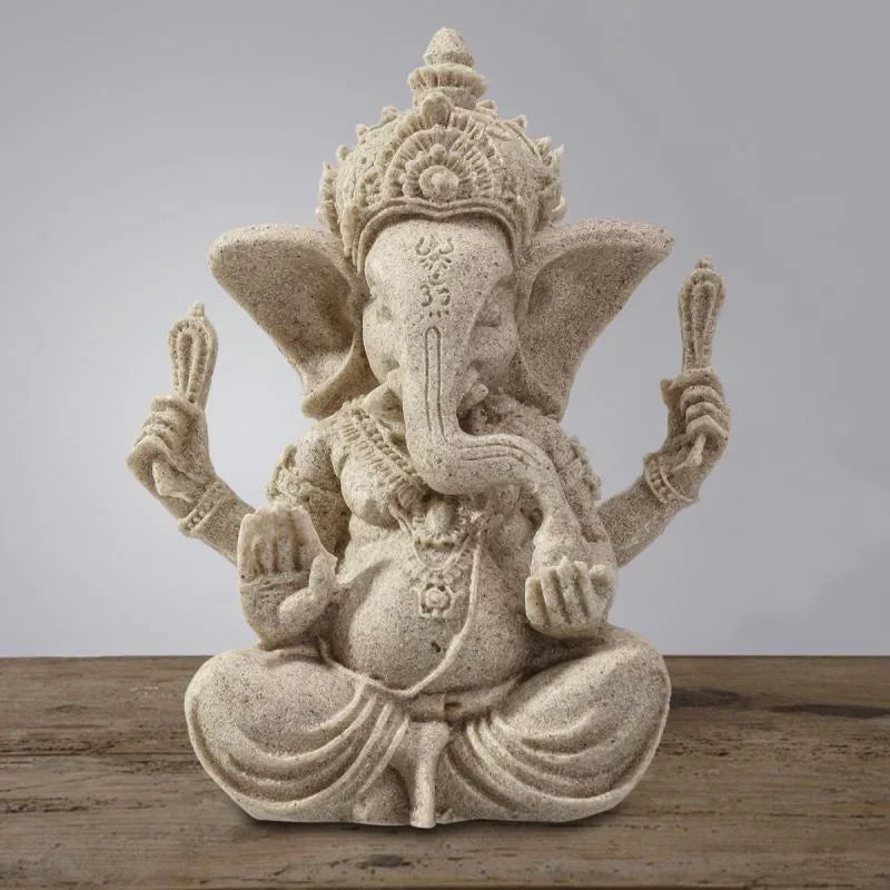 Sandstone Ganesha Elephant Statue – Handcrafted Figurine for Home Decor