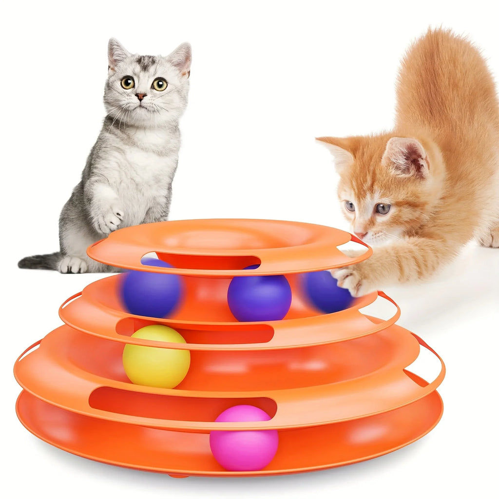 Interactive 3-Layer Cat Toy Tower – Puzzle Game for Mental and Physical Exercise