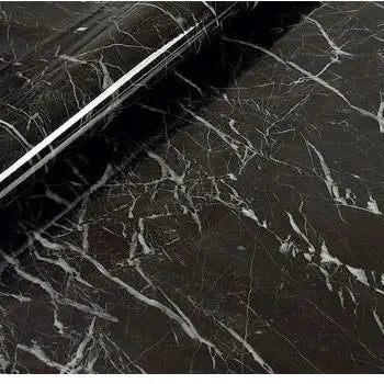 Black Wood Grain PVC Wallpaper – Self-Adhesive Film for Kitchen Cabinets