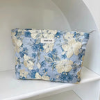 Floral Print Cosmetic Bag – Zippered Makeup Pouch for Travel Essentials