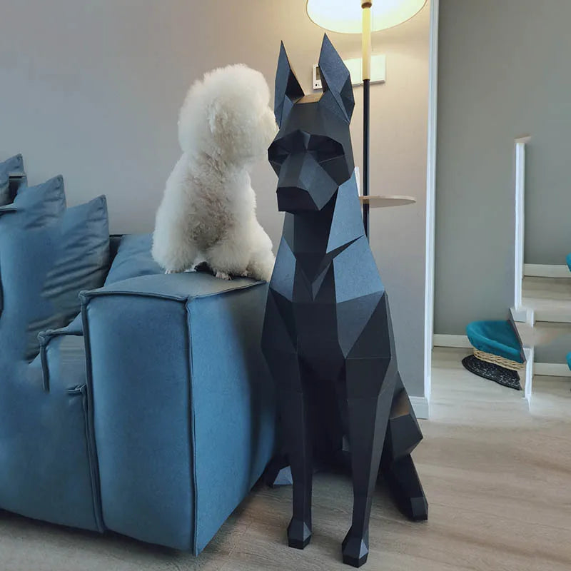 Doberman 3D Papercraft Sculpture – DIY Animal Model for Home Decor