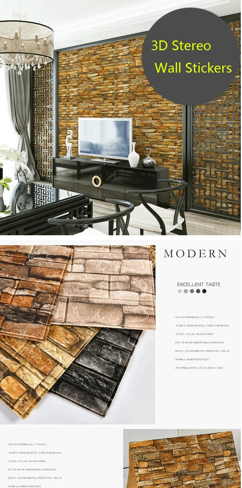 3D Self-Adhesive Brick Wallpaper – Waterproof Peel and Stick for Home Decor