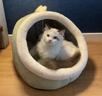 Foldable Cave Cat Bed – Washable Plush Sleeping Mat for Small Pets