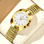Oval Stainless Steel Women’s Watch – 34mm Gold Diamond Dress for Banquet