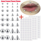 Fake Body Piercing Set – Adhesive Studs for Nose Lips and Eyebrows