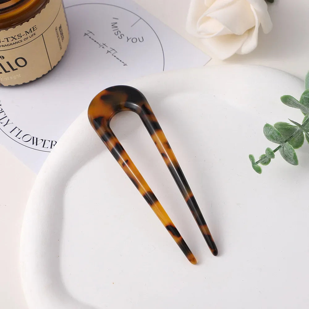 U-Shaped Hair Clip – Korean Style Acetate Accessory for Lazy Hairstyles