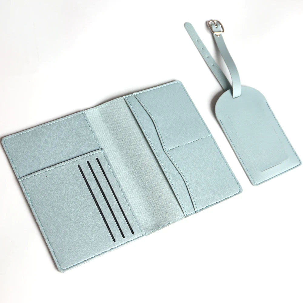 Custom Name Passport Cover Set – Personalized Leather Luggage Tag for Travel