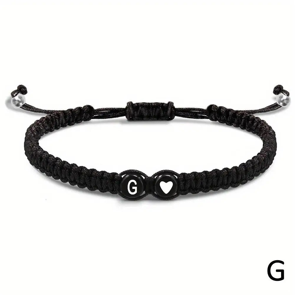 Initial Heart Braided Bracelet – Adjustable A-Z Friendship Jewelry for Gifts