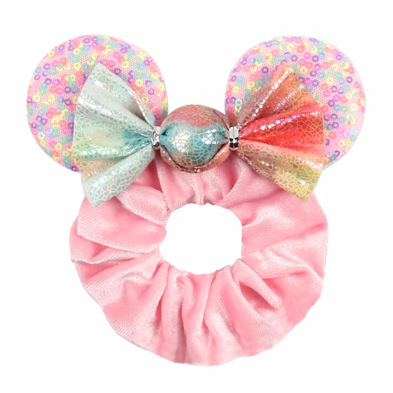 Velvet Sequin Mouse Ear Scrunchies – Elastic Hair Accessories for Kids Party