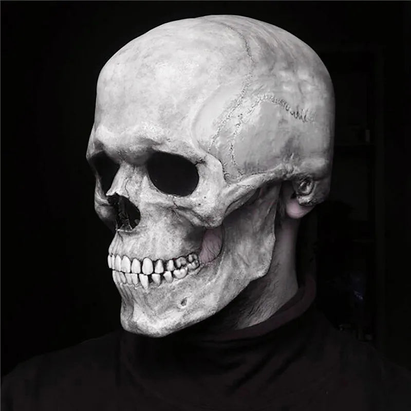 Full Head Skull Mask – Realistic Moveable Jaw for Halloween Cosplay