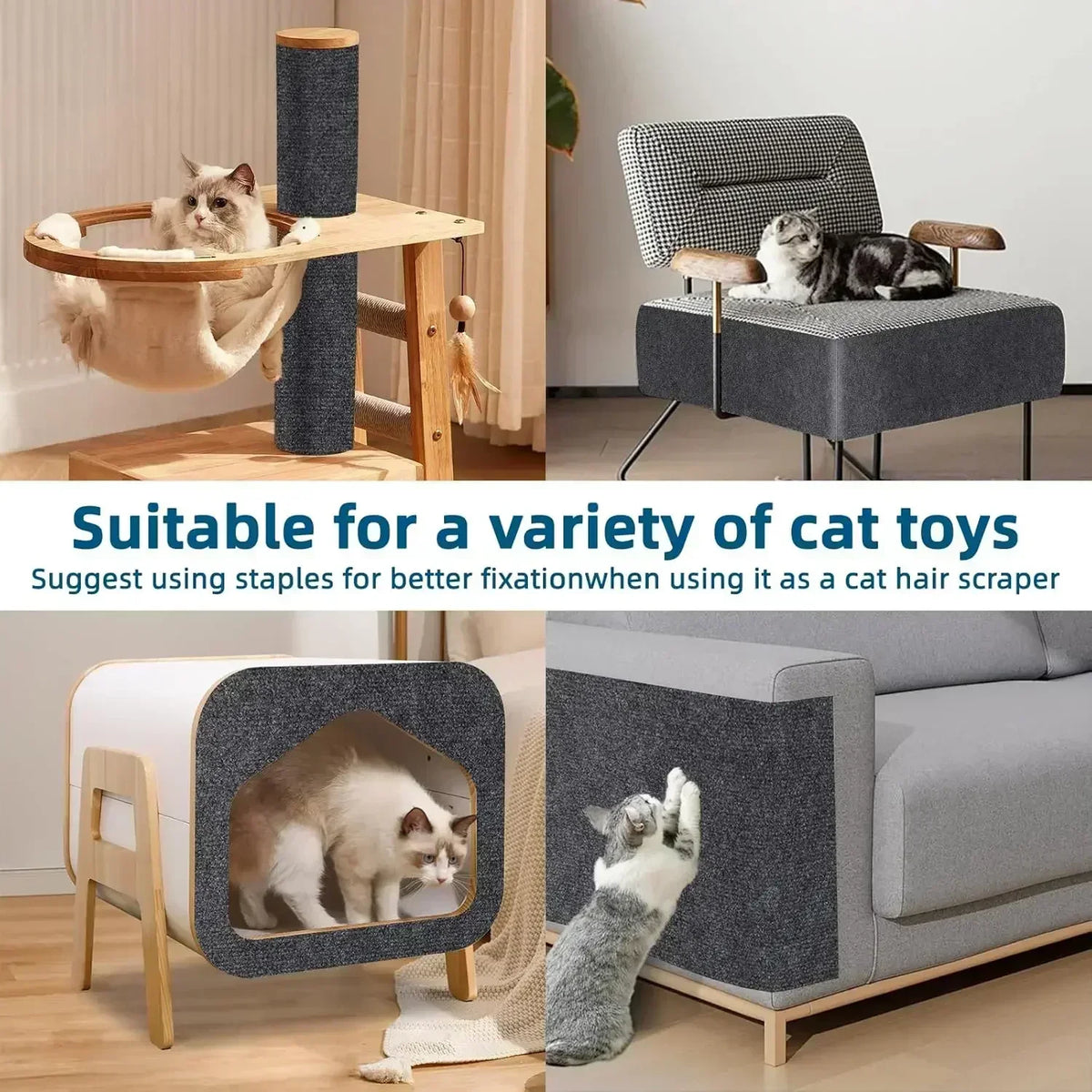 Self-Adhesive Cat Scratching Mat – Trimmable Carpet for Furniture Protection