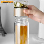Borosilicate Glass Tea Infuser – Double Layer Bottle for Office and Travel