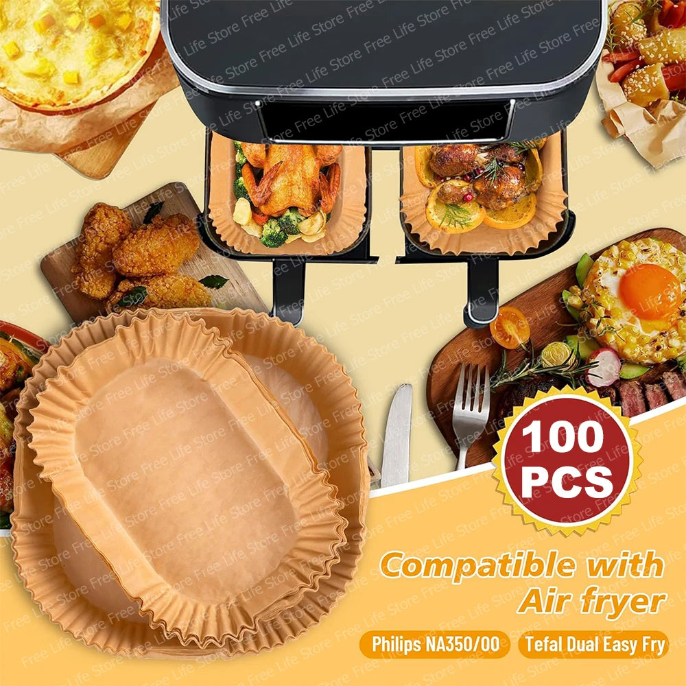 Parchment Paper Liners – Non-Stick Baking Sheets for Dual Basket Air Fryers