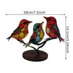 Stained Acrylic Bird Statue – Colorful 2D Branch Ornament for Home Decor